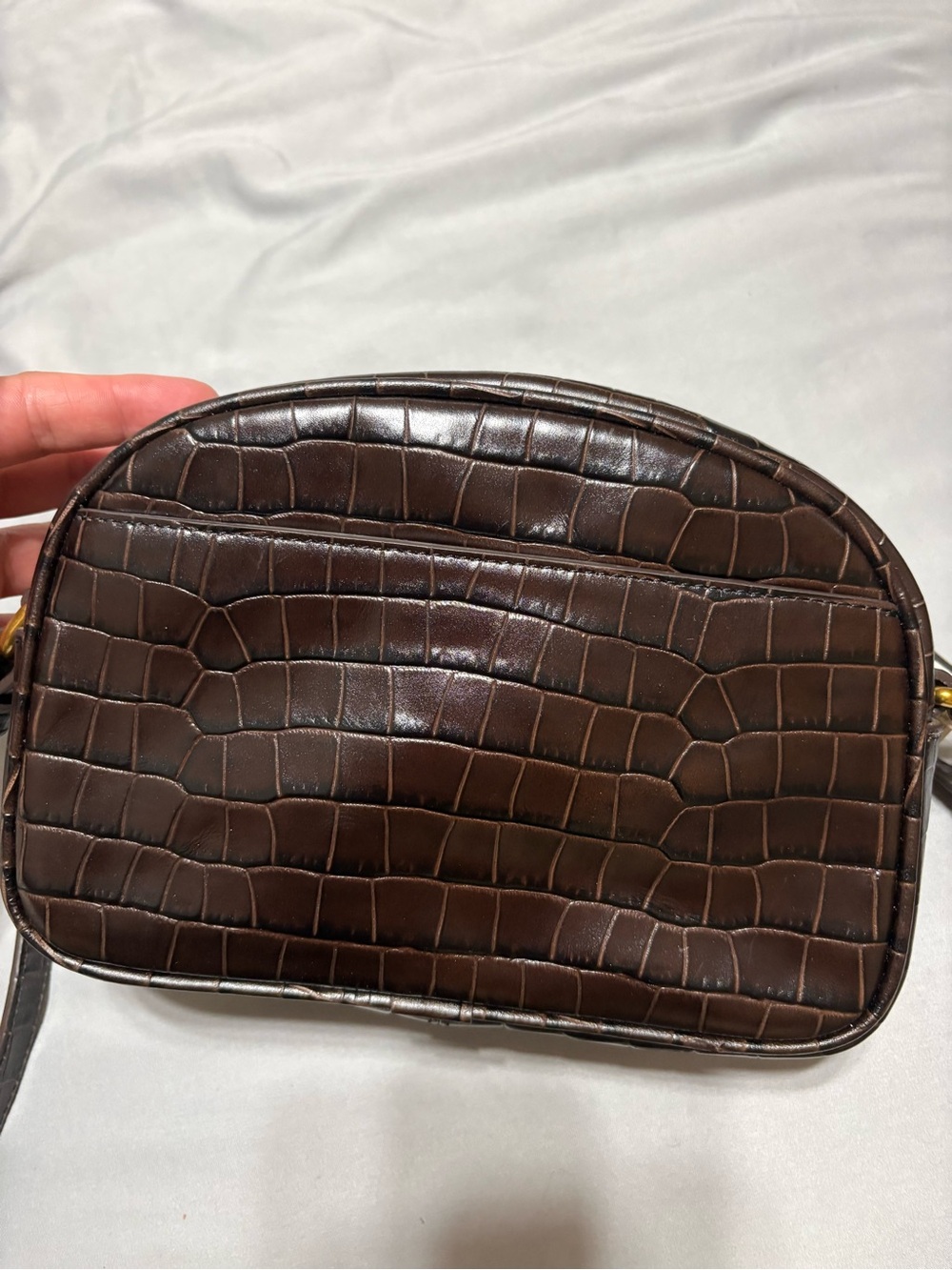 J. Crew Dark Brown Croc-Embossed Mini Crossbody